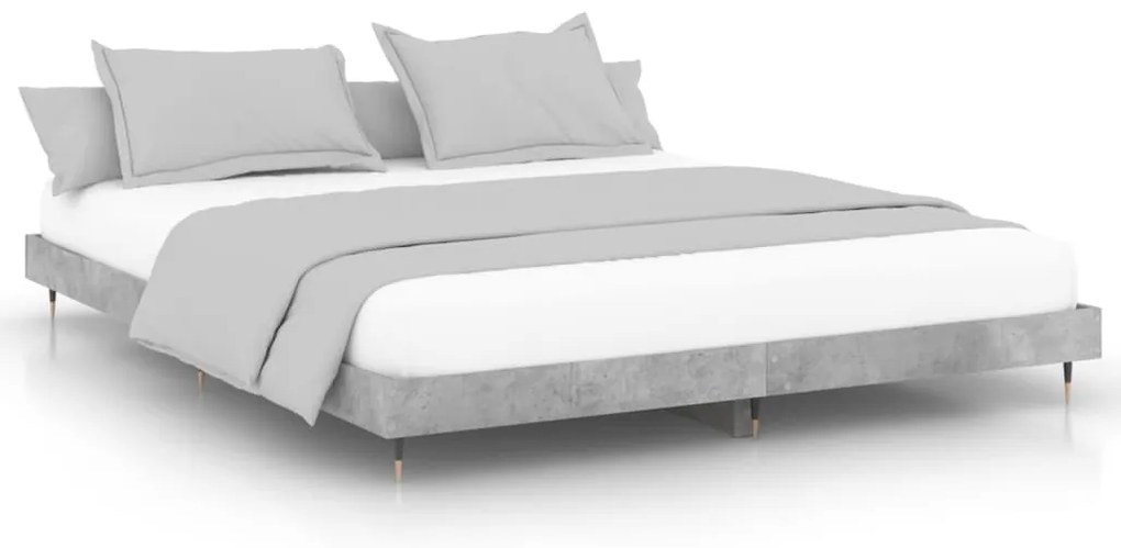 832153 vidaXL Рамка за легло, бетонно сиво, 120x200 см, инженерно дърво