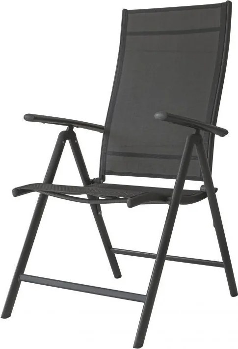 Комплект от 2 черни градински стола, регулируеми в 7 позиции