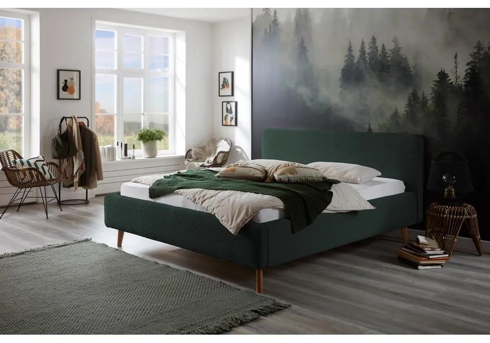 Зелено легло от велур с решетка и място за съхранение , 180 x 200 cm Mattis Cord - Meise Möbel