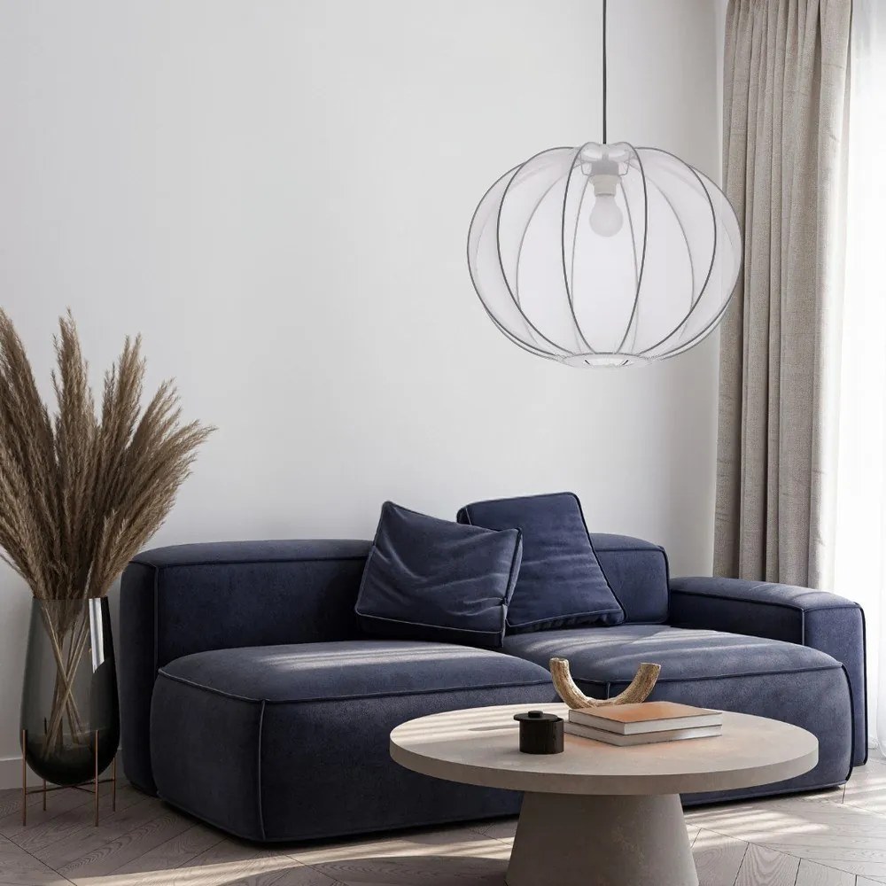 Бяло висящо осветително тяло с текстилен абажур ø 52 cm Mellow – Candellux Lighting