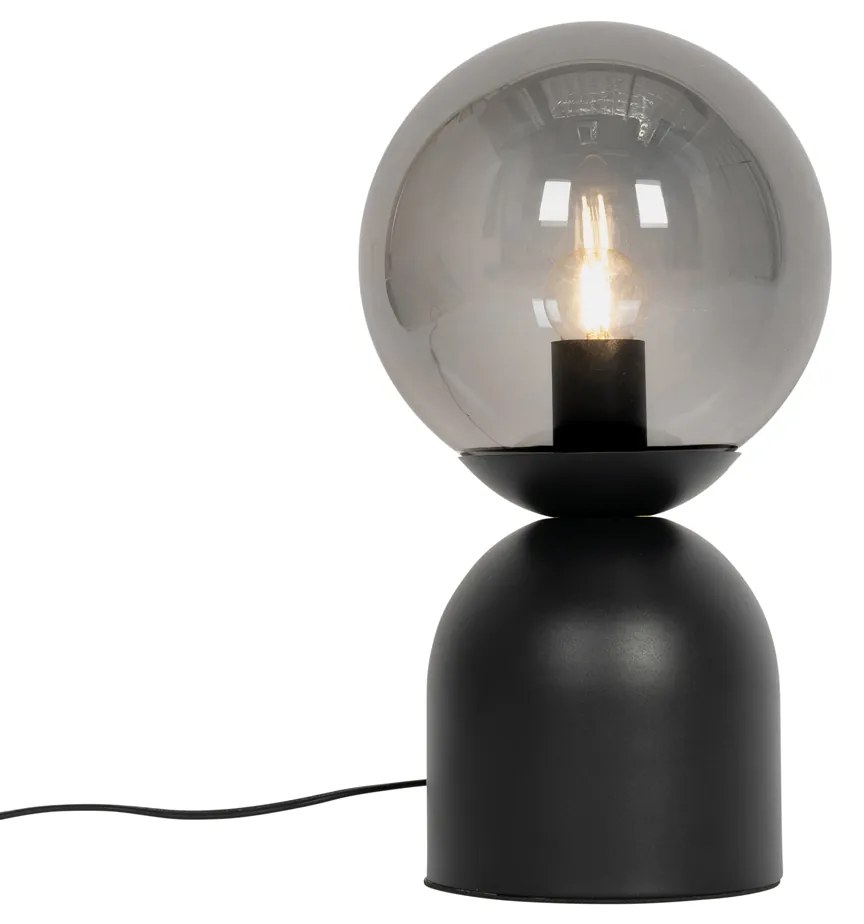 Хотелски шик настолна лампа черна с димно стъкло - Pallon Trend