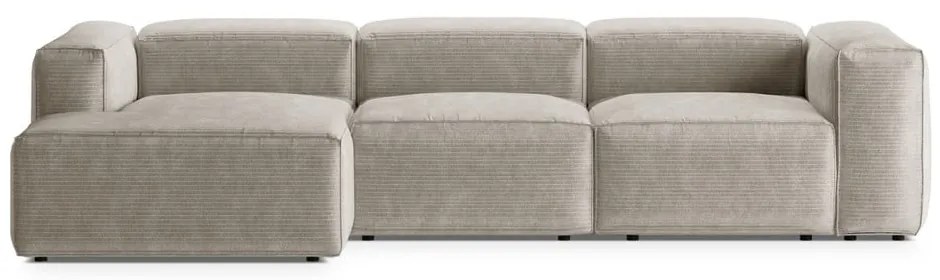 Бежов ъглов диван от рипсено кадифе (ляв ъгъл) Bergano – Cosmopolitan Design