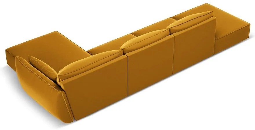 Кадифен ъглов диван в цвят горчица (десен ъгъл) Vanda – Mazzini Sofas