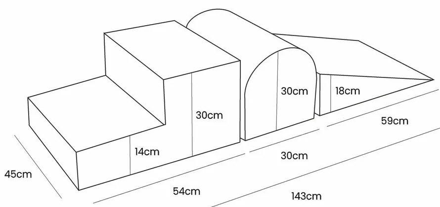 Светлосива кадифена катерушка от пяна 45x143x30 cm Montessori – Meowbaby