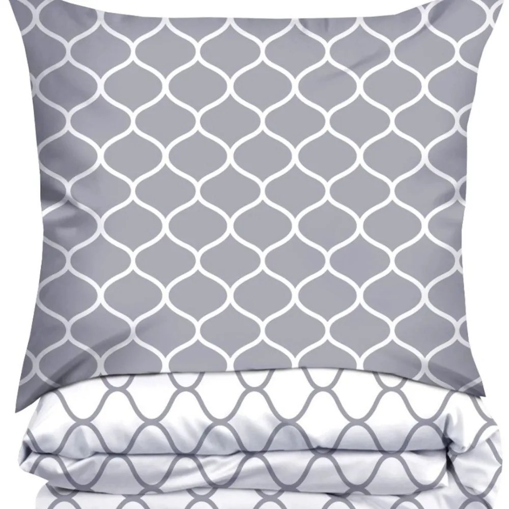 Двустранно памучно спално бельо с геометрична шарка Ширина: 160 см | Дължина: 200 см