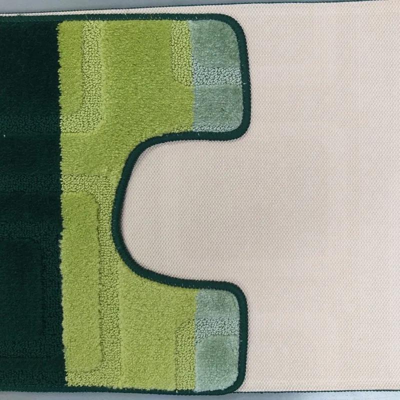 Комплект от две части с противоплъзгащи постелки в зелено 50 cm x 80 cm + 40 cm x 50 cm