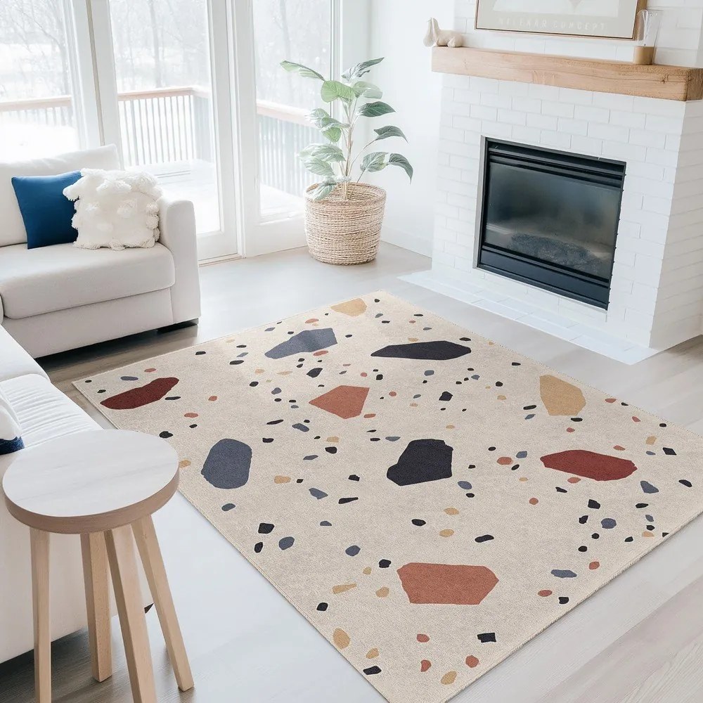 Кремава пътека подходяща за пране 60x230 cm Cracked Terrazzo – Mila Home