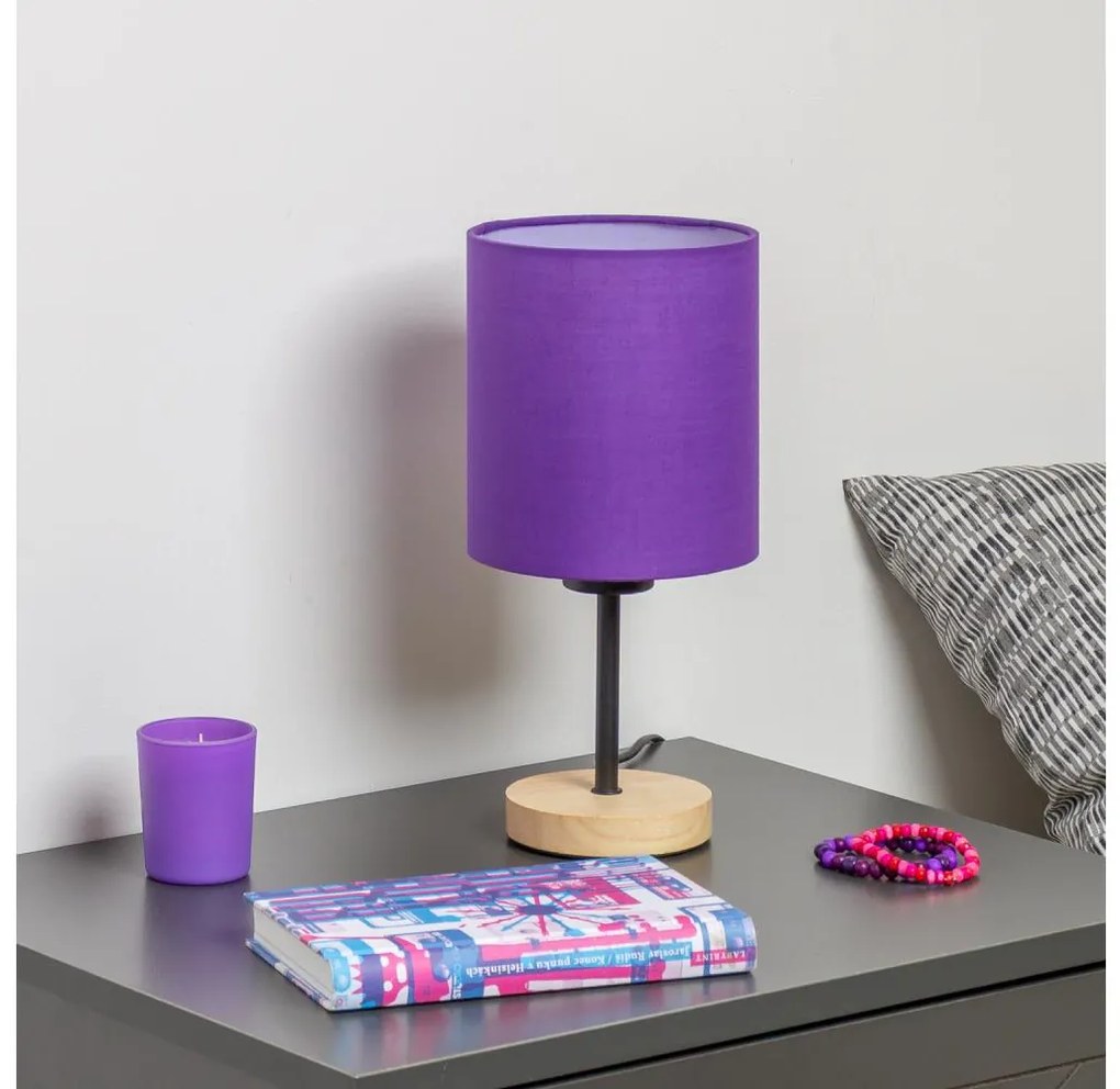 Brilagi - Настолна лампа NUBILA WOOD 1xE27/25W/230V дъб/лилава