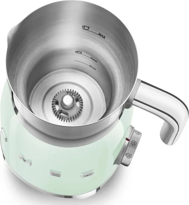 Уред за разпенване на мляко Smeg MFF11PGEU, 500 W, 600 мл, 8 програми, Подвижна кана, Автоматично изключване, Пастелно Зелен