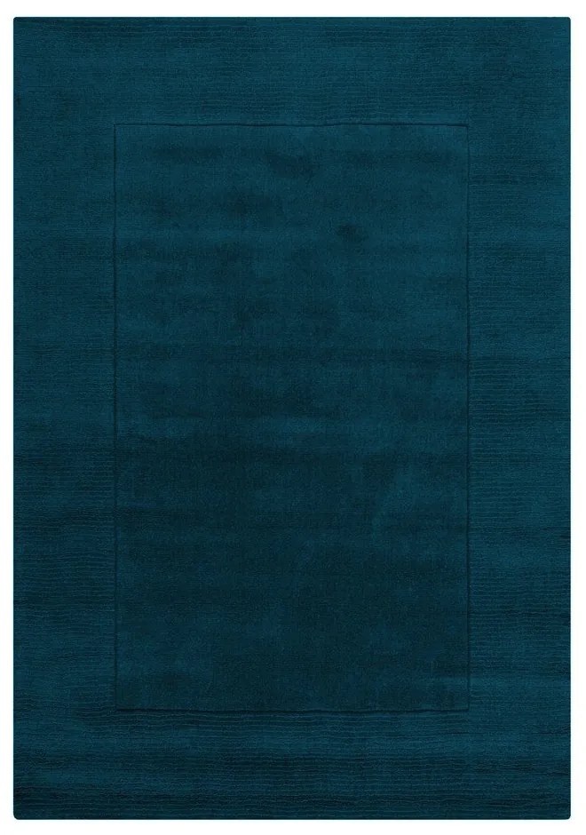 Тъмносин ръчно изработен вълнен килим 160x230 cm Textured Wool Border – Flair Rugs