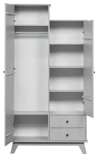 Светлосив детски гардероб от борова дървесина 98x190 cm Lily - WOOOD