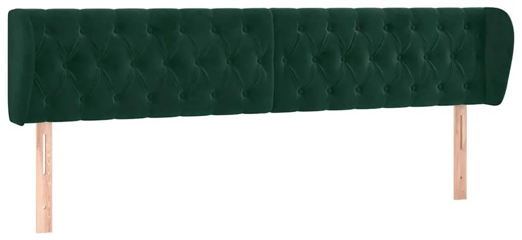 3117549 vidaXL Горна табла за легло с уши, тъмнозелена, 203x23x78/88см, кадифе