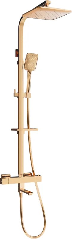 Mexen CQ62 комплект за вана и душ с дъждовен душ и термостатичен смесител, розово злато - 779106295-60