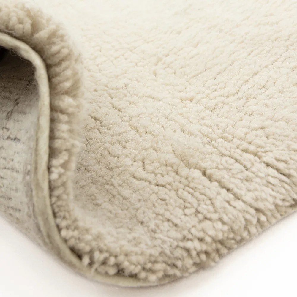 Кремав ръчно изработен вълнен килим подходящ за пране 200x290 cm Azera Crosshatch – Asiatic Carpets