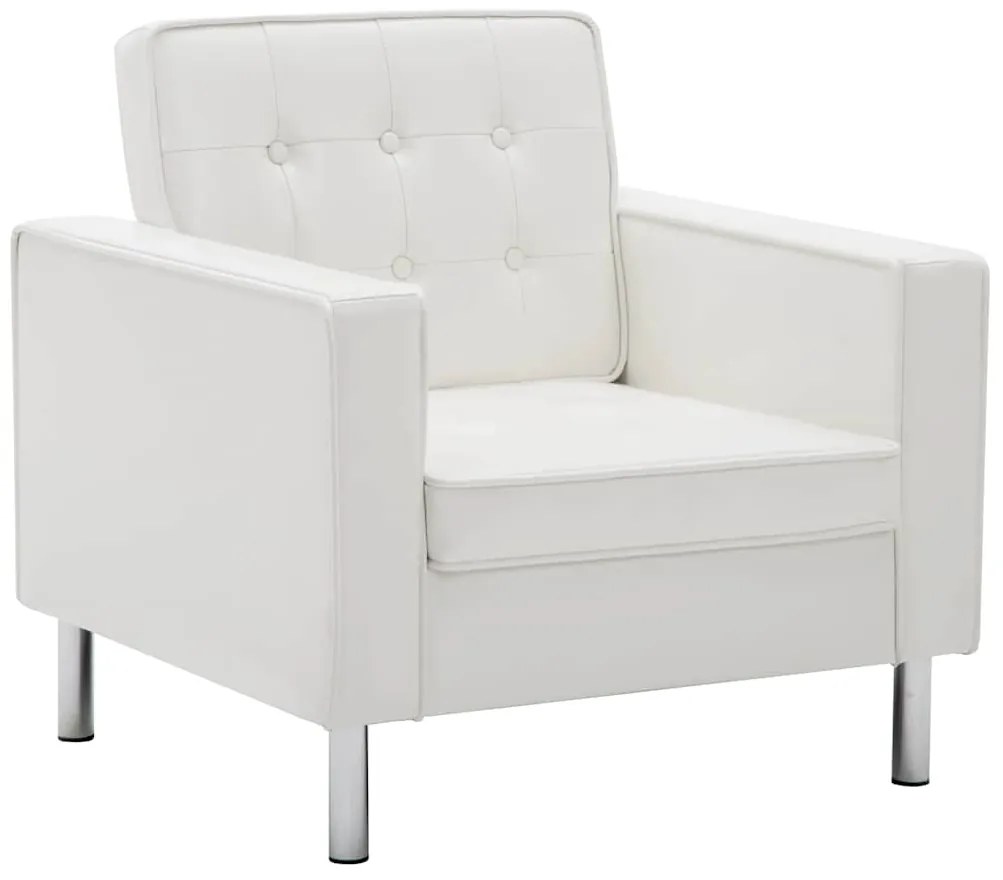 247019 vidaXL Фотьойл, бял, 75x70x75 см, изкуствена кожа