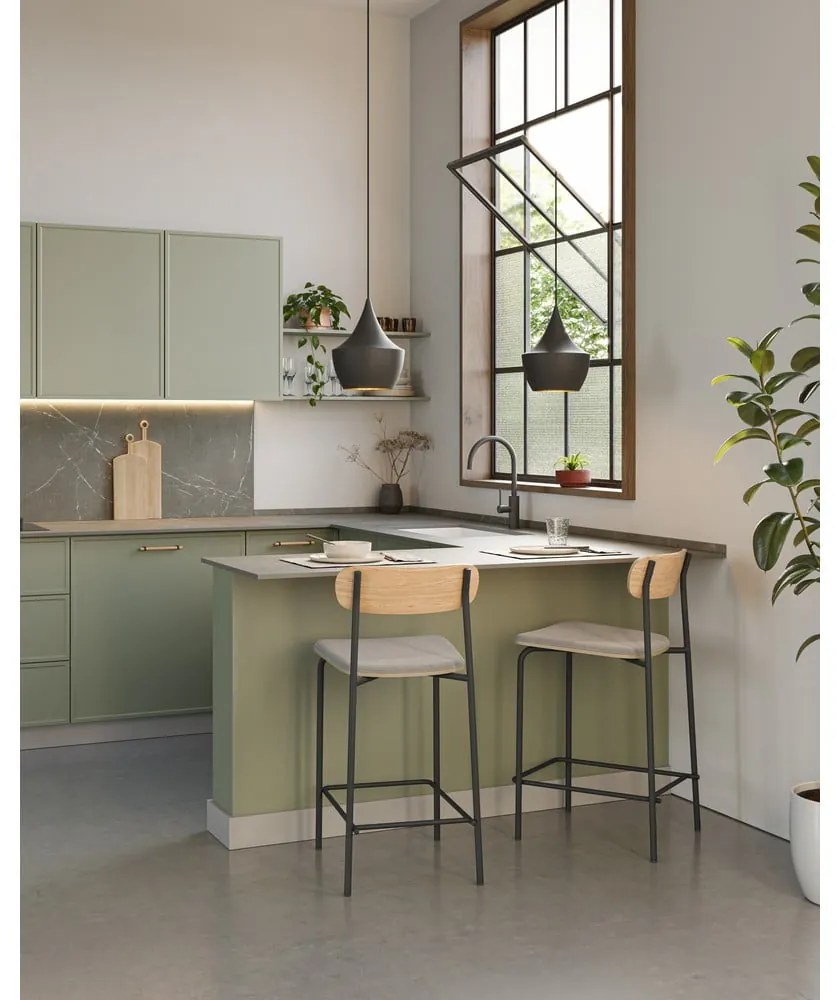 Черни/кафяво-сиви бар столове в комплект 2 бр. (височина на седалката 66 cm) Adriana – Marckeric