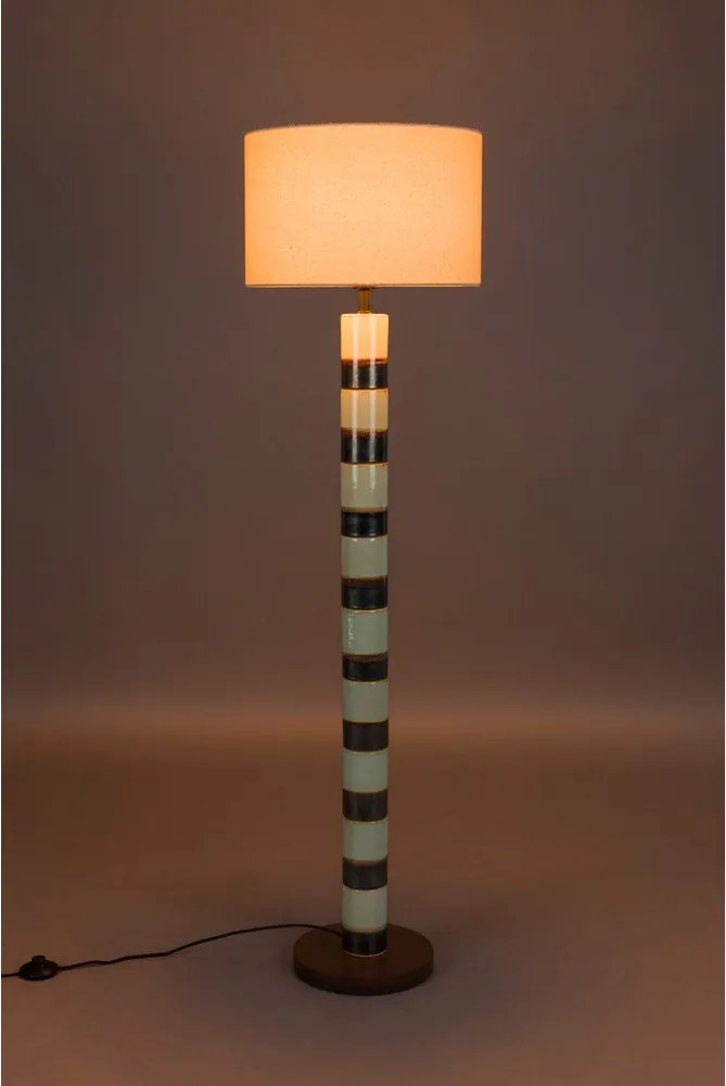 Подова лампа с текстилен абажур в тъмнокафяв и светлозелен цвят (височина 143 cm) Vertigo – Dutchbone