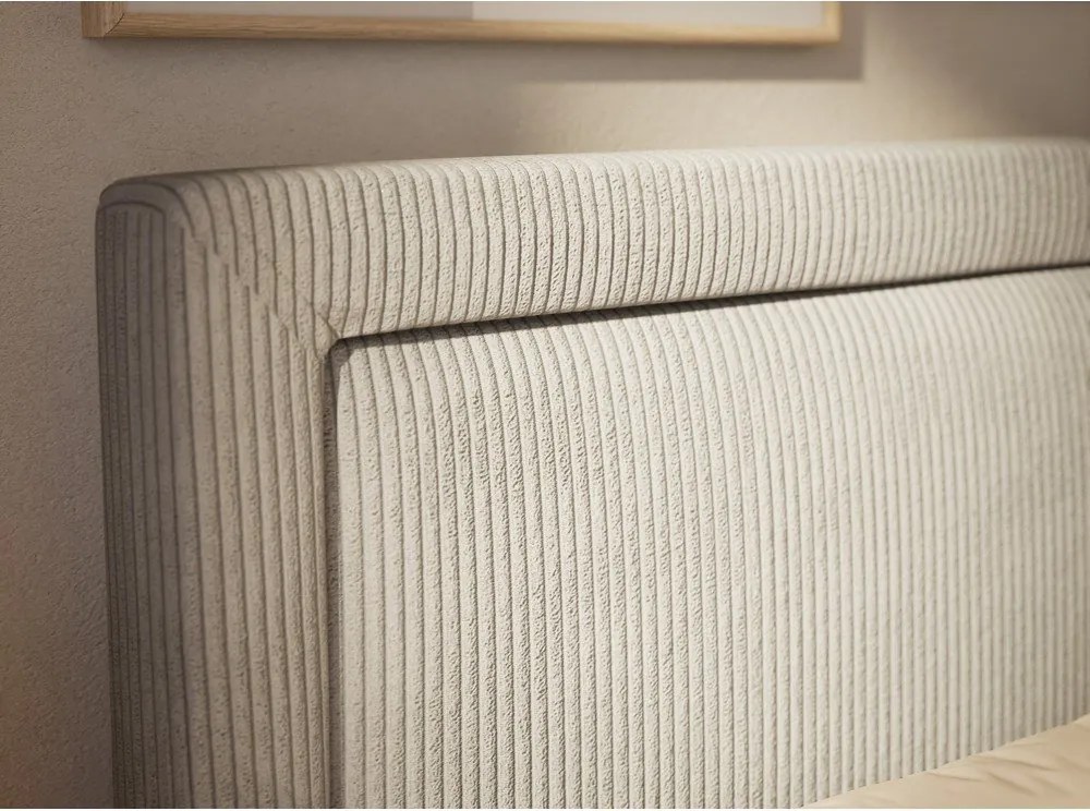 Сиво боксспринг легло 160x200 cm с място за съхранение Fresco – Maison de Rêve