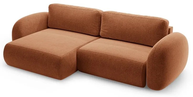 Шенилов сгъваем/с място за съхранение ъглов диван в тухлен цвят Tonale – Cosmopolitan Design