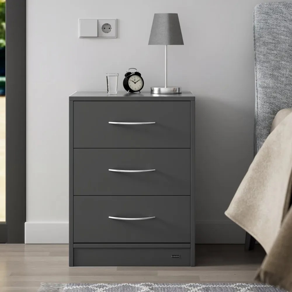 Нощно шкафче Eloise - комплект от 2 части, 3 чекмеджета, 54 × 39 × 28 cm drevo / sivá