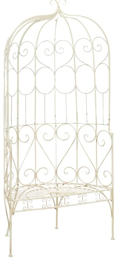 45432 vidaXL Градинска пейка, 95 см, желязо, антично бяло