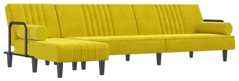 3157246 vidaXL Г-образно разтегателно канапе жълто 260x140x70 см кадифе