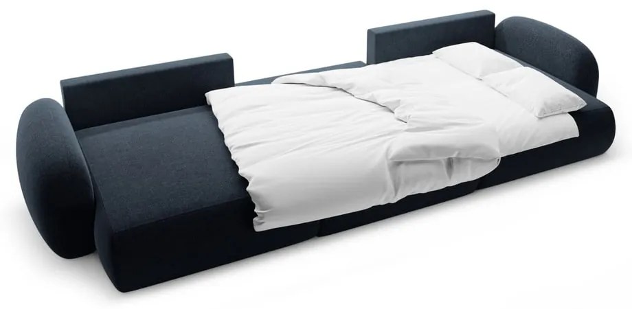 Тъмносин шенилов сгъваем/с място за съхранение ъглов диван (U форма) Tonale – Cosmopolitan Design