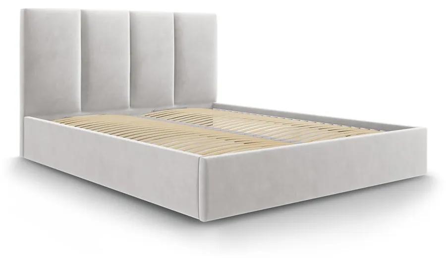 Светлосиво кадифено двойно легло , 140 x 200 cm Juniper - Mazzini Beds