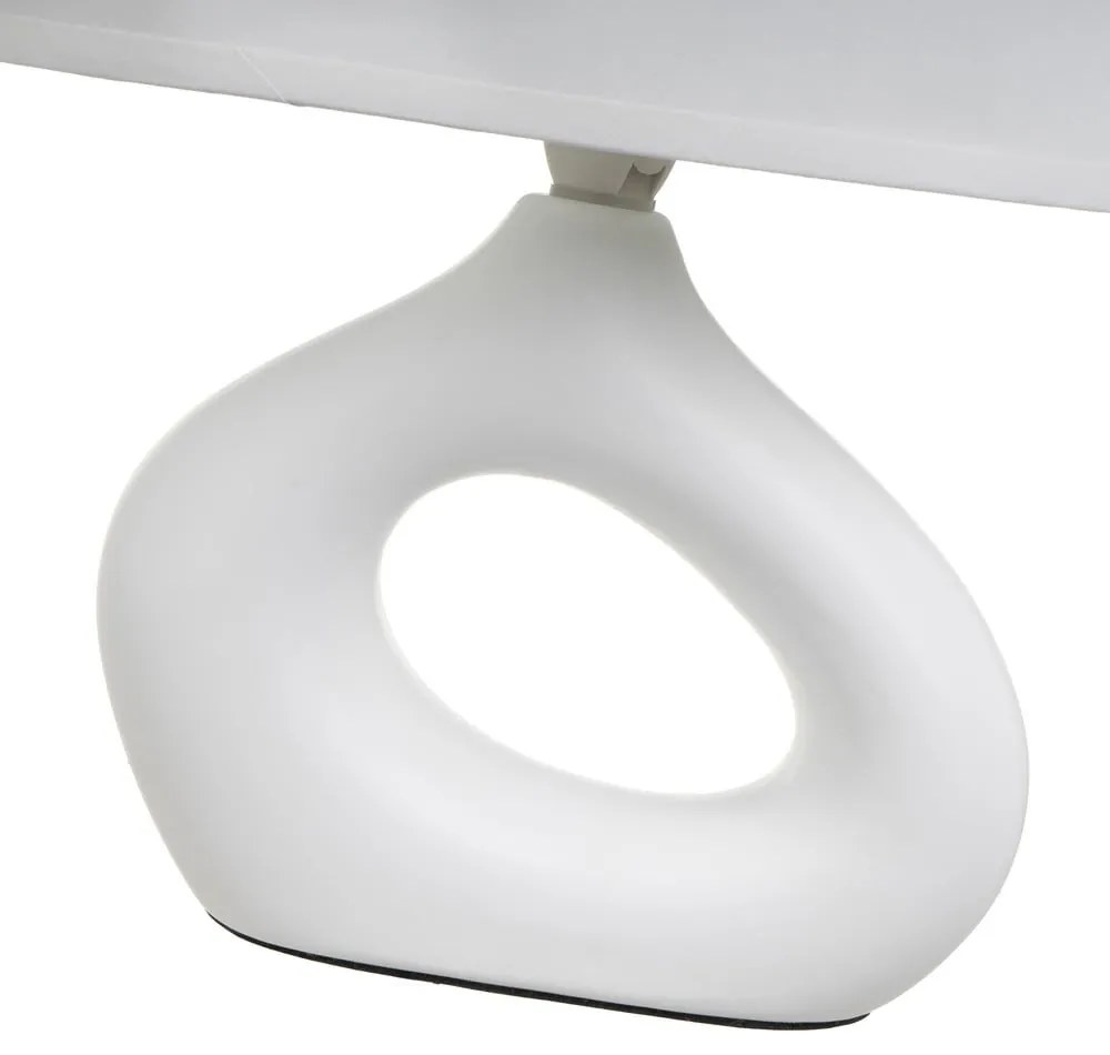 Бяла керамична настолна лампа с текстилен абажур (височина 30 cm) – Casa Selección