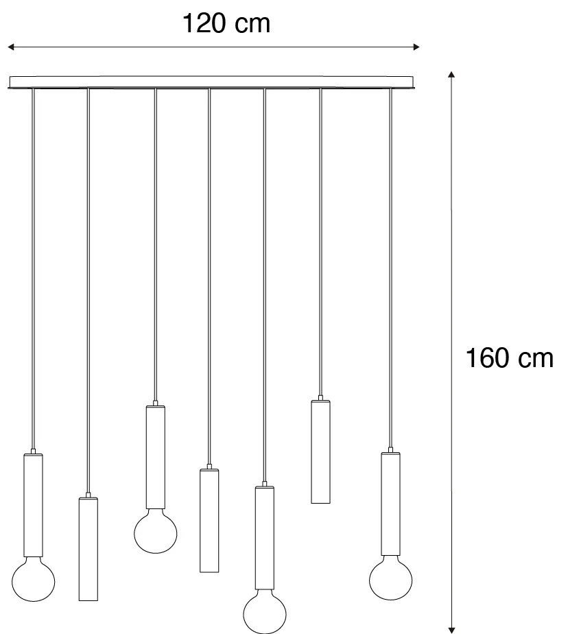 Дизайнерски висящ аплик черен овален 7-светлина - Tuba
