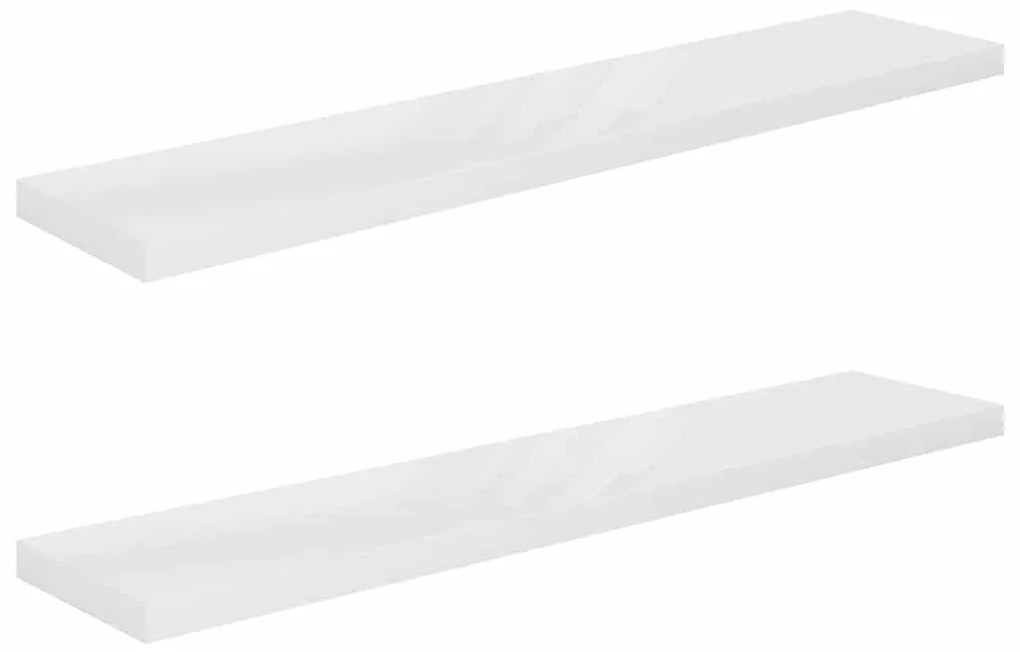 323758 vidaXL Окачени стенни рафтове, 2 бр, бял гланц, 120x23,5x3,8 см, МДФ