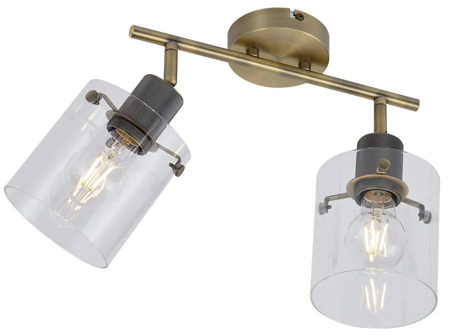 Дизайнерски плафон бронз с прозрачно стъкло 2 светлини - Domo