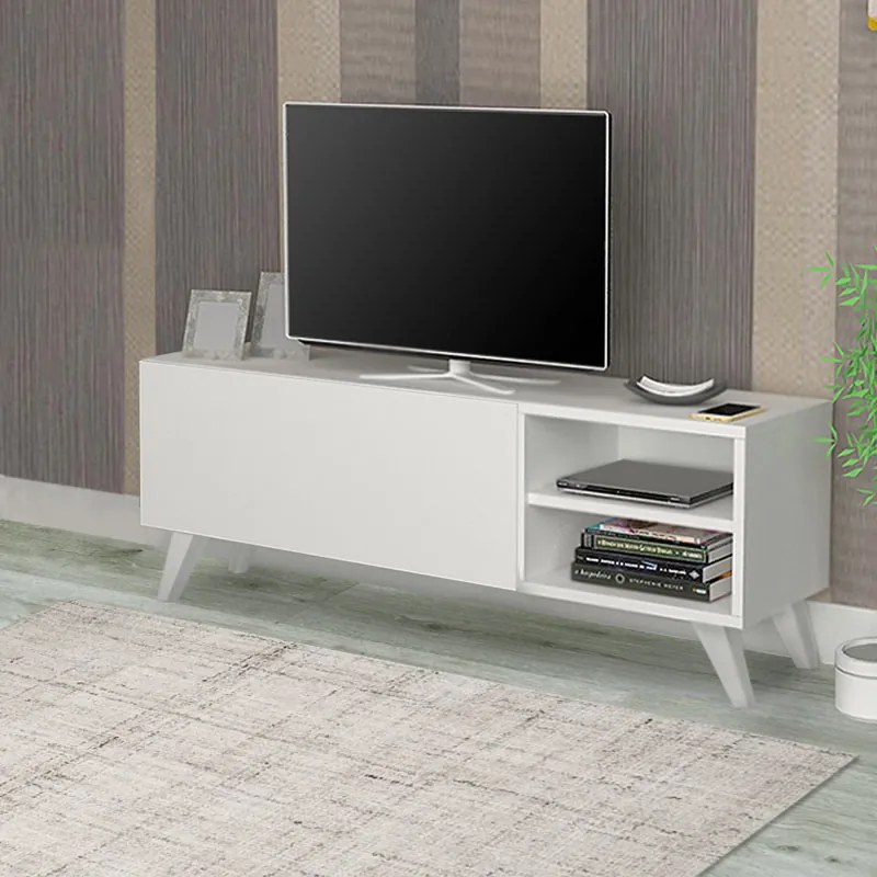 Меламинови мебели за телевизор Space в бял цвят 120x30x42см.