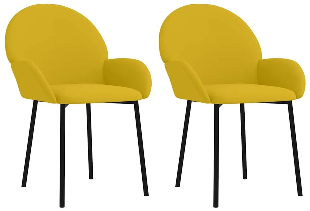 344770 vidaXL Трапезни столове, 2 бр, жълти, кадифе