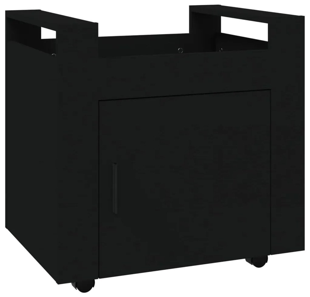816609 vidaXL Бюро на колелца, черно, 60x45x60 см, инженерно дърво
