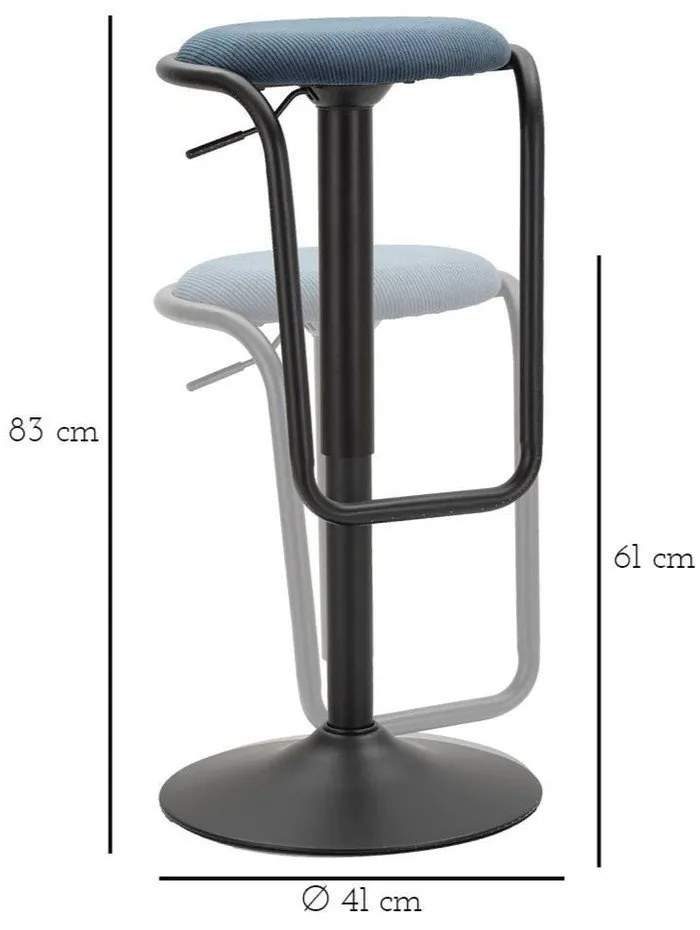 Тапициран бар стол с регулируема височина в петролен цвят/черен (височина на седалката 61 cm) Destiny – Mauro Ferretti