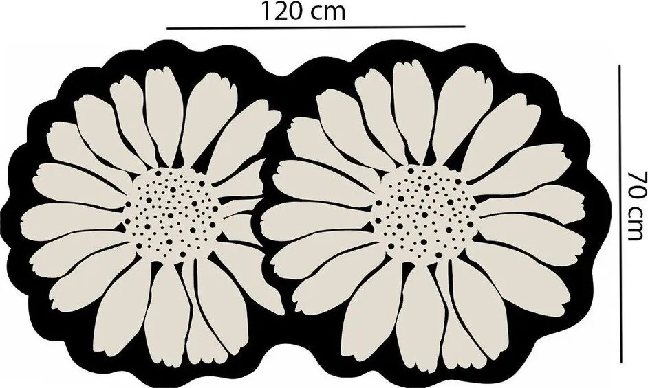 Черен/кремав килим за баня 70x120 cm Flor Extrana – Foutastic