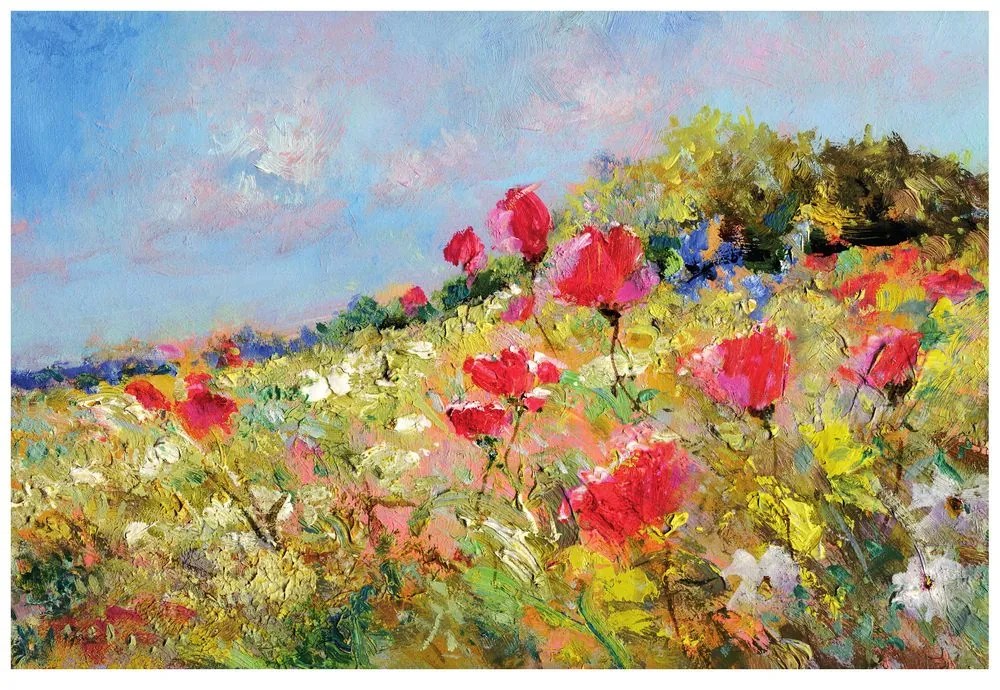 Тапет – Рисувани макове на поляна