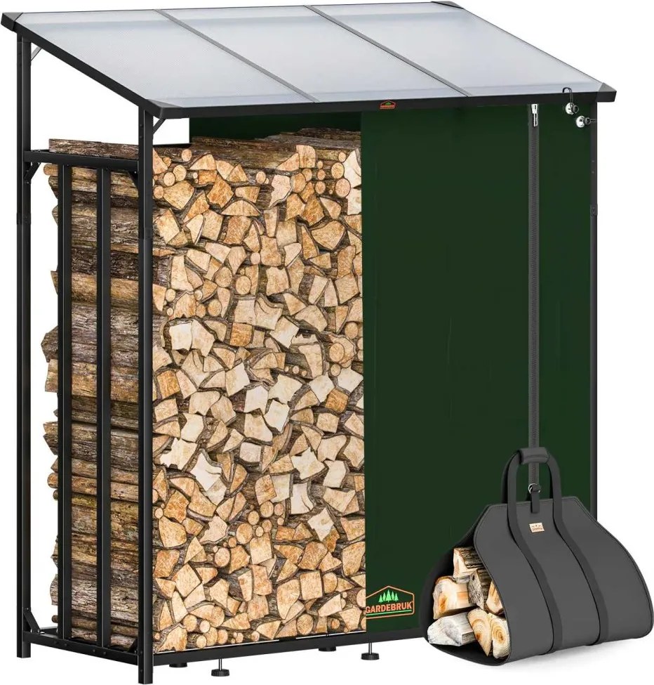 Стойка за дърва с капак 198 x 163 x 70 cm + чанта za дърва