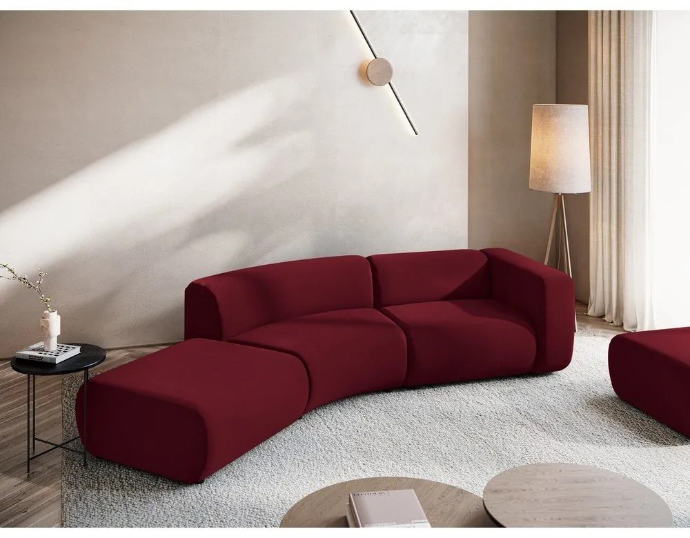 Бордо кадифен шезлонг (ляв ъгъл) Ekahi – Makamii