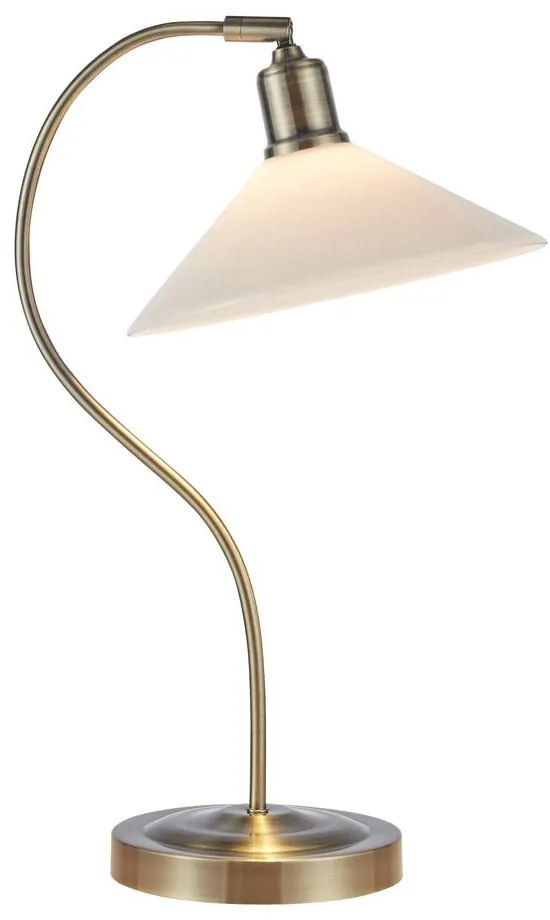 Настолна лампа със стъклен абажур в бял и месингов цвят (височина 49 cm) Vela – Markslöjd