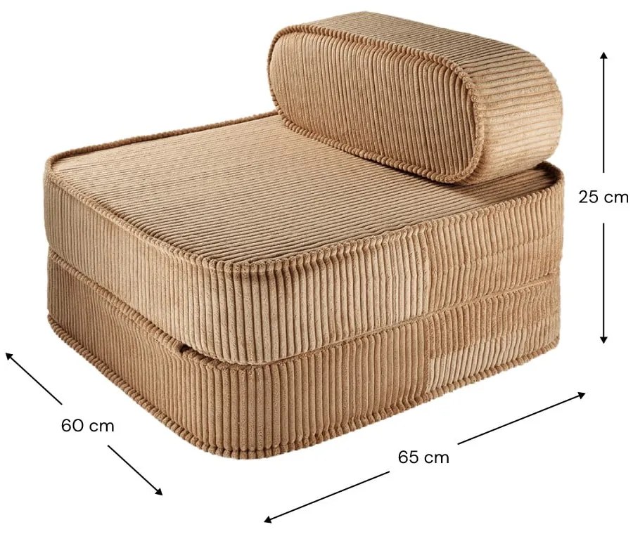 Кафяв детски стол от рипсено кадифе Flip – Wigiwama