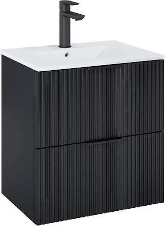 Шкаф Unik Reef с 2 чекмеджета и умивалник, 615 x 465 mm, matt black, A857954532 + A3272A3000