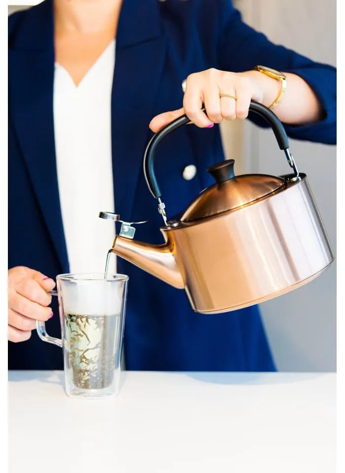 Чайник от неръждаема стомана в меден цвят 1,5 l Diamante – Vialli Design