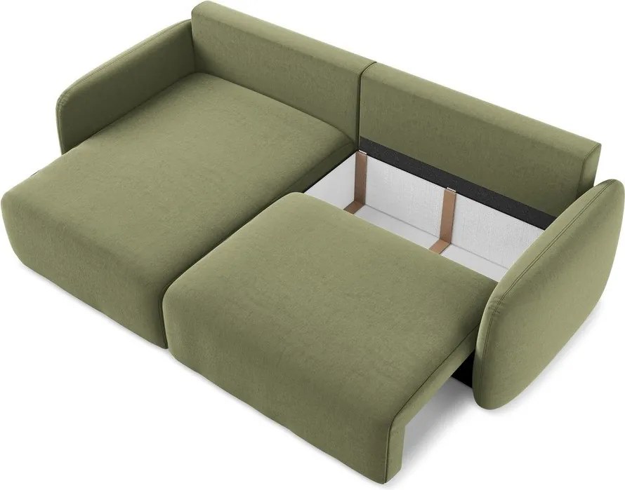 Зелен кадифен сгъваем/с място за съхранение ъглов диван (ляв ъгъл) Kalena – Makamii