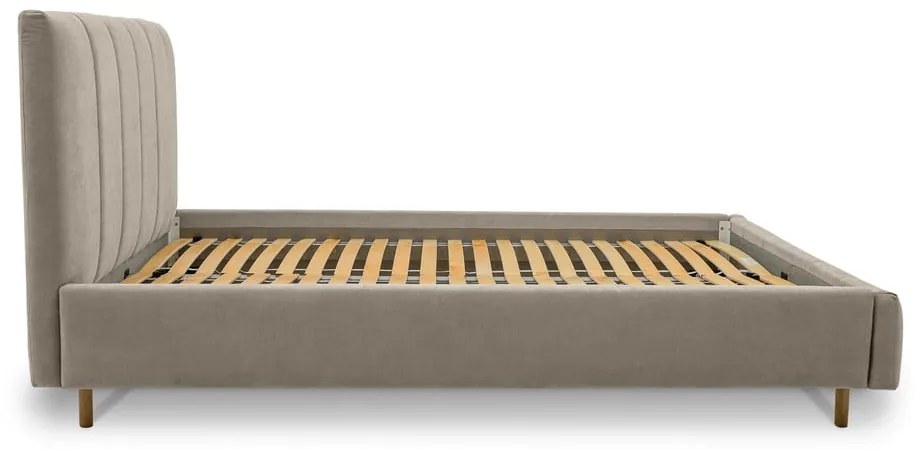 Бежово тапицирано двойно легло с включена подматрачна рамка 180x200 cm Zee – Scandic