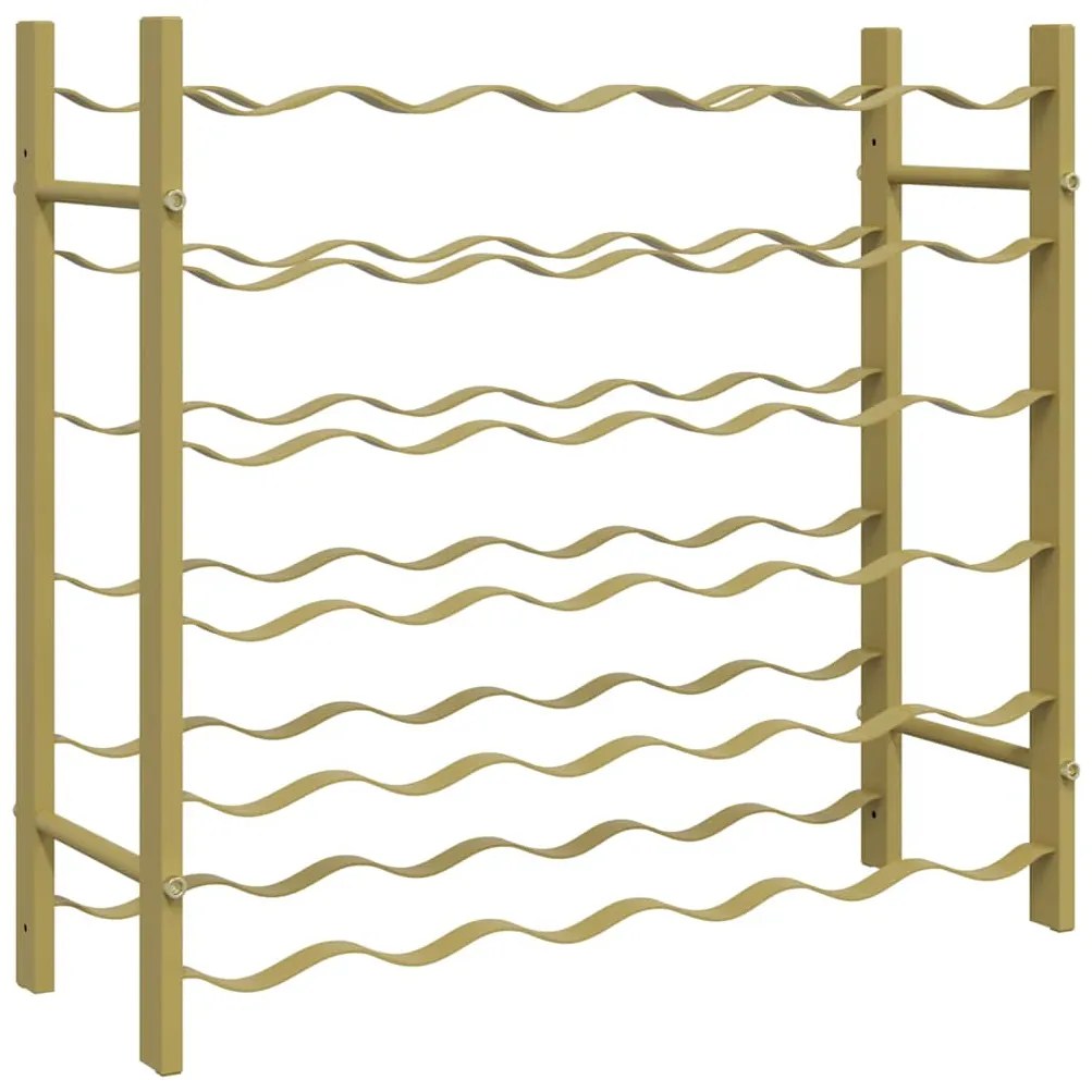 340911 vidaXL Стойка за вино за 36 бутилки, златиста, метална