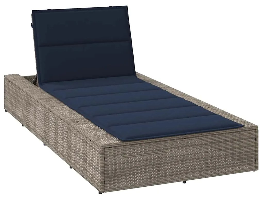 4104209 vidaXL Шезлонг с плаваща възглавница Grey Poly Rattan