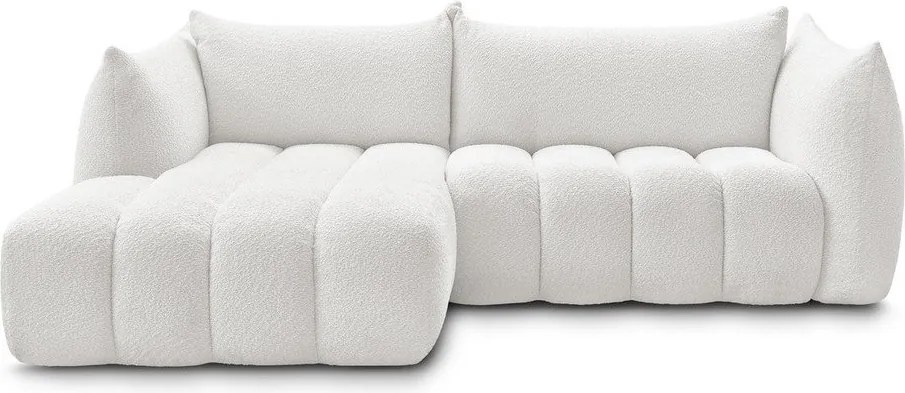 Бял ъглов диван от прежда с примки от букле (ляв ъгъл) Azra – Bobochic Paris