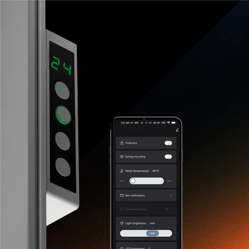 Електрически инфрачервен конвектор AENO AGH0011S, 500W, 12 м2, LED, Мобилно управление, Wi-Fi, Сензори за наклон и падане, IP24, Бял